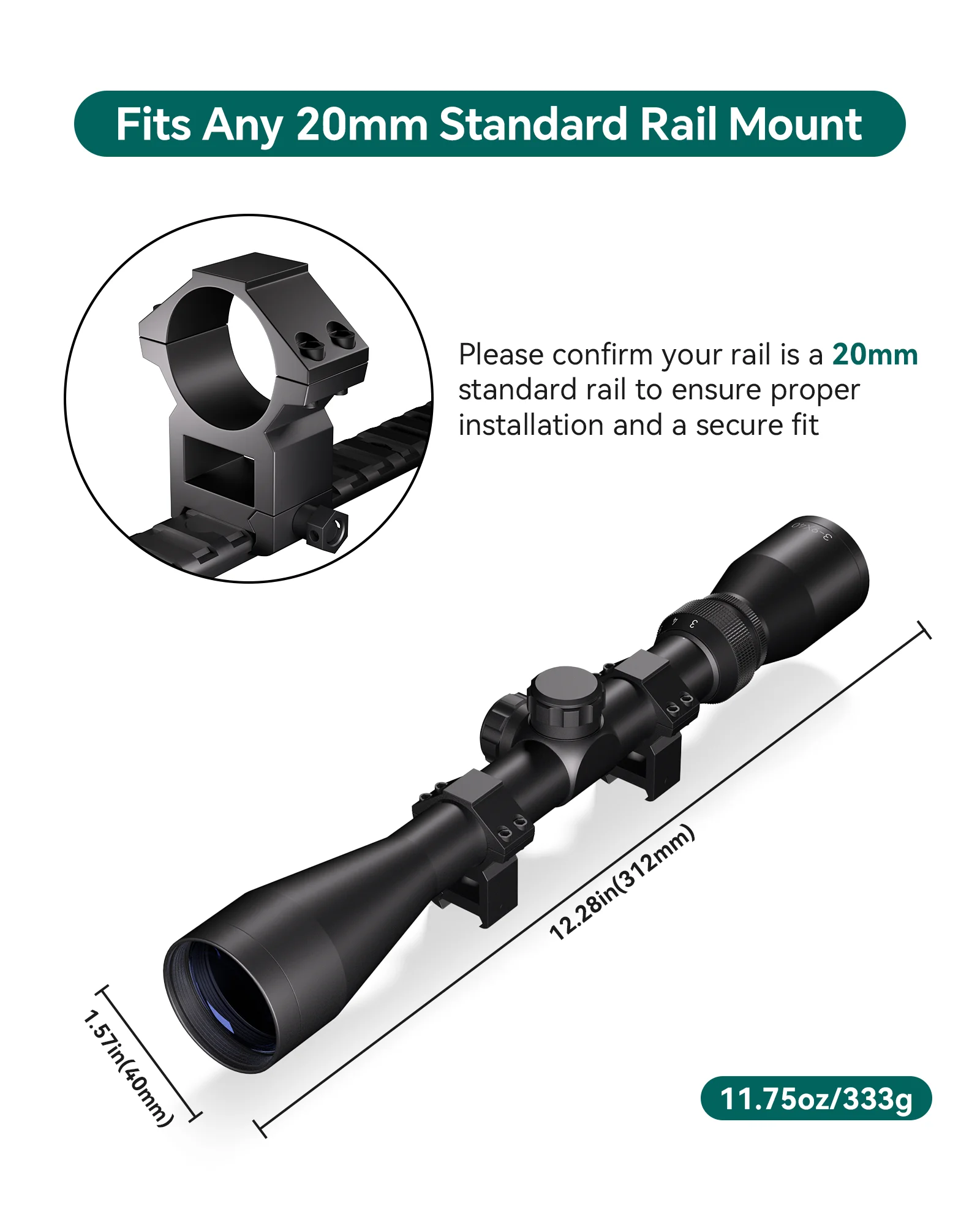 Aquilifer HT 3-9x40 SFP Hunting Scope Rifle Scope FMC Aircraft-Grade Aluminum with Free Scope Rings Lifetime Warranty