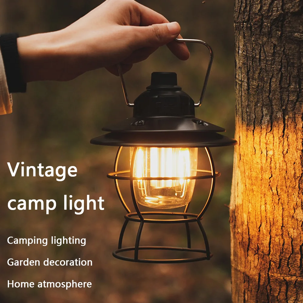 Lampe de cheval LED aste vintage, lumière ambiante, lumière de tente de camping en plein air, éclairage de confrontation