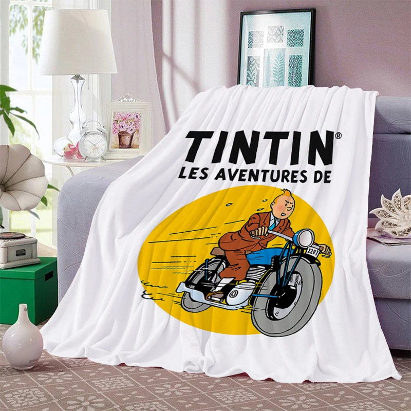 Fleece Blanket Sofa B-Tintin Warm Knee Bed Camping Custom Nap Fluffy Soft Blankets for Winter King Size Microfiber Bedding