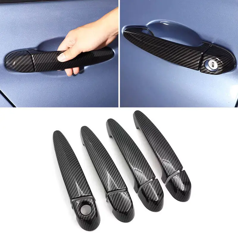 Car Carbon Texture Exterior Door Handle Pull Trim For BMW 1 3 Series F20 F30 F31 F35 2013-2015 E90 E92 X1 E84 X3 F26 X5 E70 X6 view 2