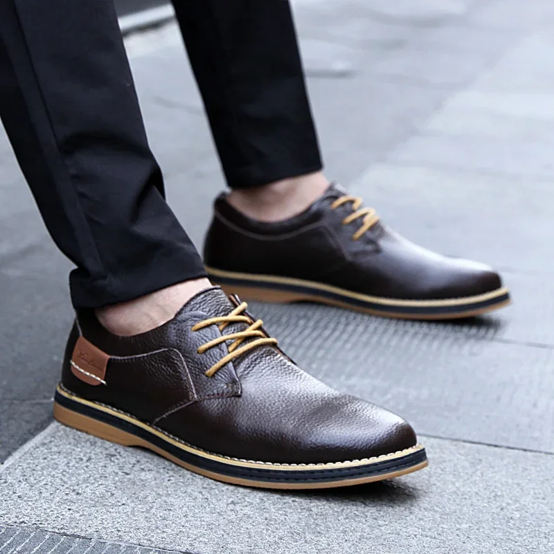 

Men Oxfords Genuine Leather Dress Shoes Brogue Lace Up Italian Mens Casual Shoes Luxury Brand Moccasins Loafers Plus Size 38-48