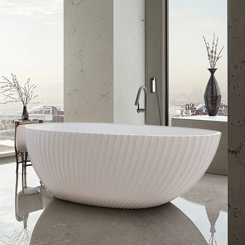 European Style White Acrylic Freestanding Bath Tub Modern Walk-in Bathroom Bathtub With Overflow Soaking Function For Hotels