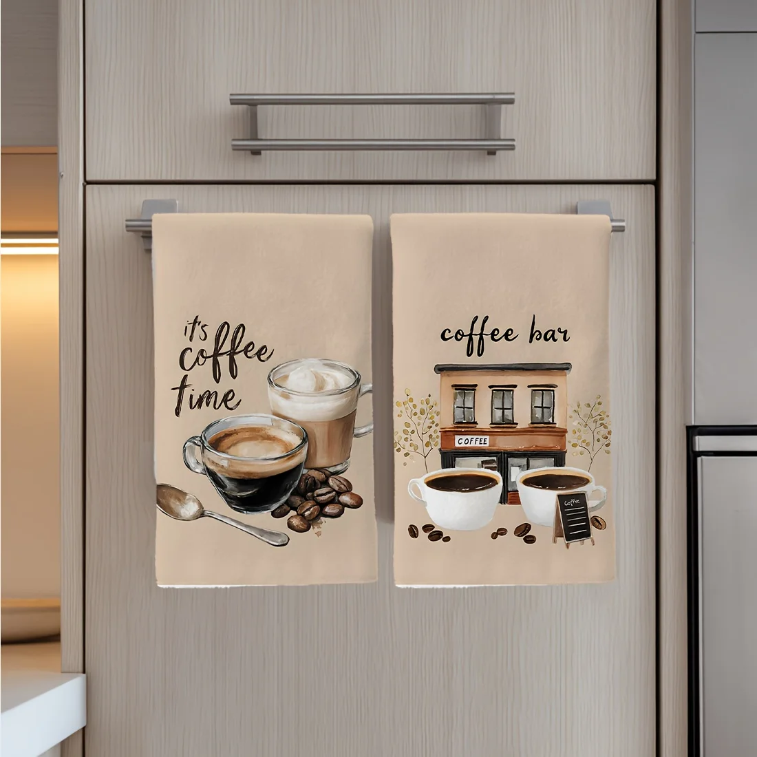 2Pcs, Coffee Time Kitchen Towels, 40Cm*60Cm Towel Set, Super Absorbent Soft Cleaning Cloth, Cooking and Baking Tea Towel, Hand Towel, Cleaning Cloth, Dishcloth, Kitchen Decoration, Living Room Decoration, Kitchen Essentials, Home Essentials
