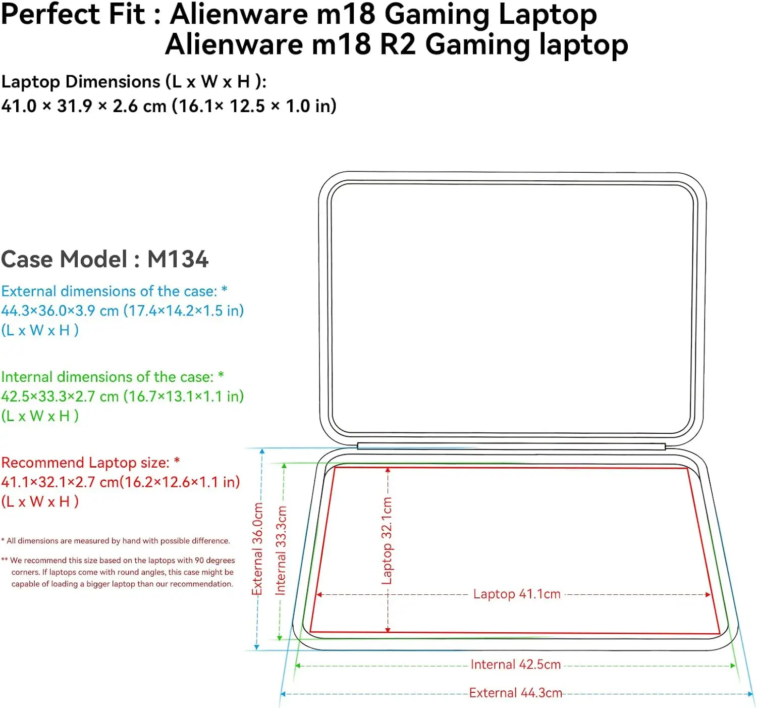 Imagem -03 - Prova Dágua Slim Sleeve Case Protetora Eva Duro Compatível para Alienware M18 r2 Gaming Laptop 18 à