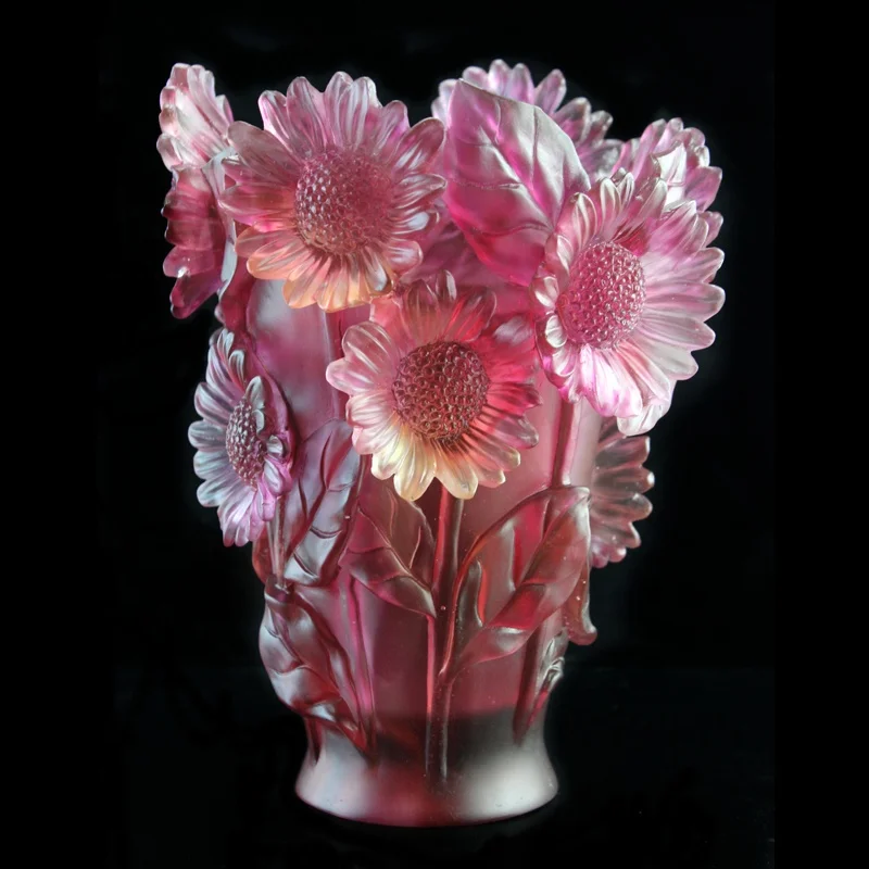 Eco-Friendly Liuli Material Handmade Sunflower Burner Vase Charcoal Incense Aromatic Diffuser