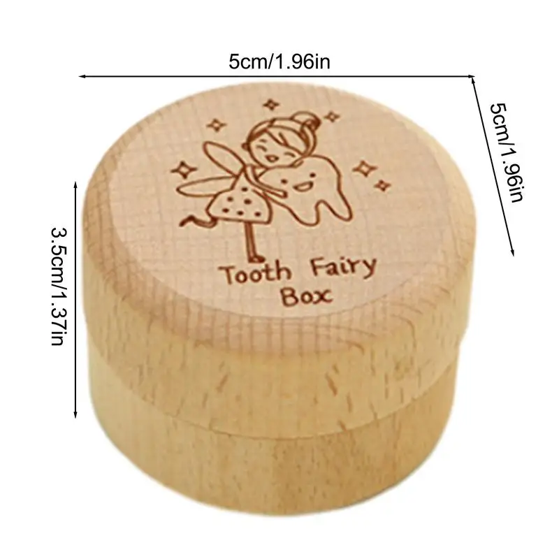 Tooth Keepsake Box Wooden Baby Memory Box For Tooth Cute Carved Fairy Gifts Tooth Saver Teeth Container For Boy Or Girl