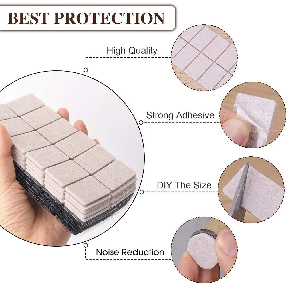 Felt Chair Leg Pads Round DIY Rectangle Floor Protector Self Adhesive Home Furniture Table Mute Bumper Pad Anti Slip Scratch Mat