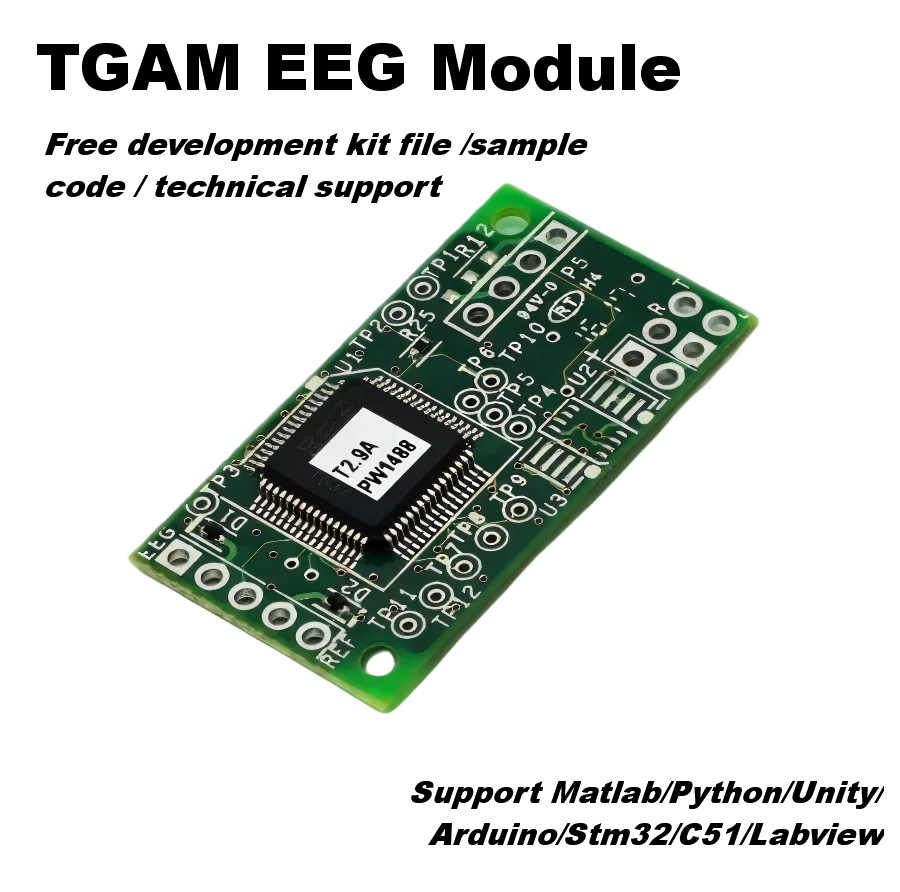 Placa de demonstração de ondas cerebrais do módulo TGAM 2.8 2.9/2.9A EEG para neurosky idiodinâmica