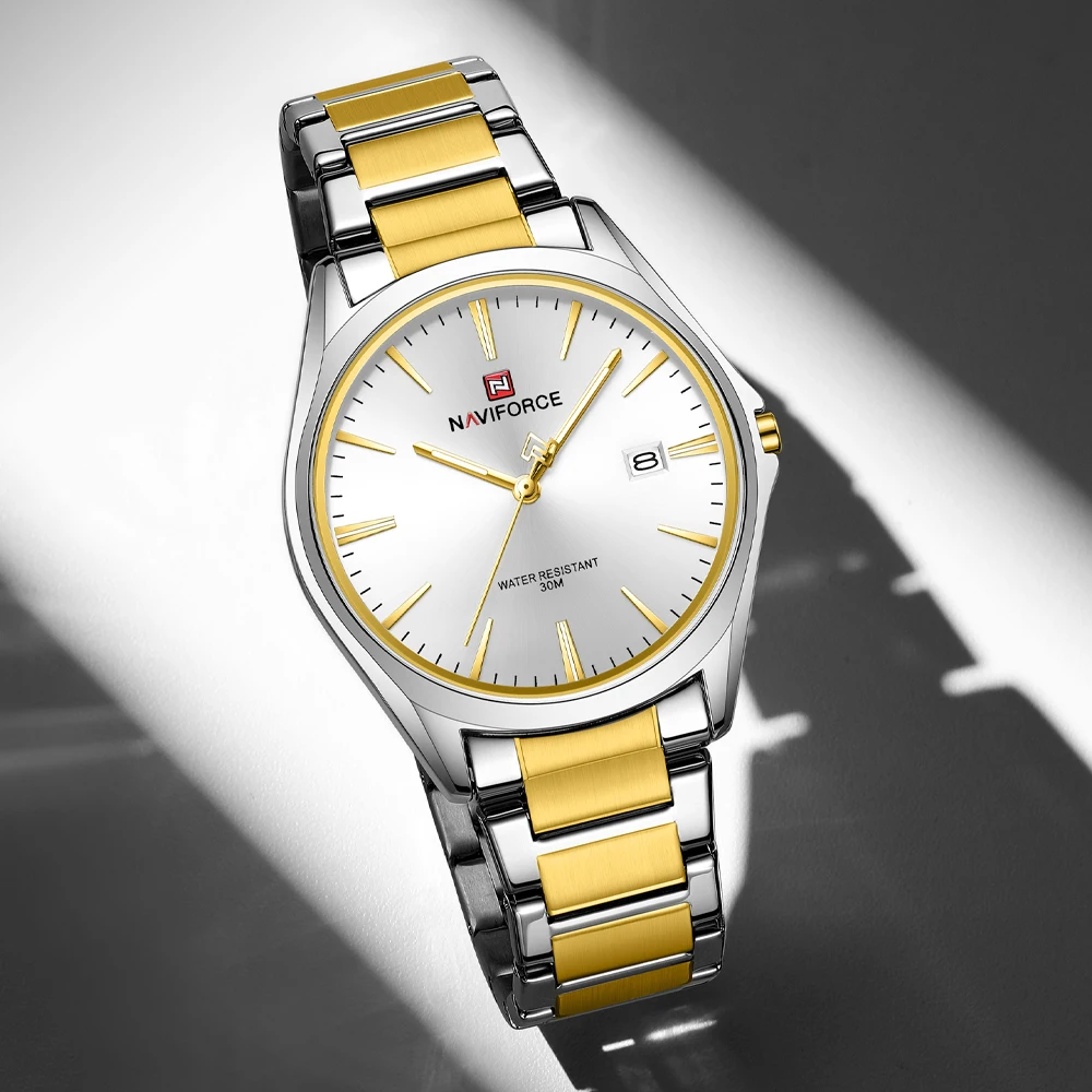 NAVIFORCE Men Watches Quartz Auto Date 3ATM Waterproof Stainless Steel Classic Male Luxury Fashion Business Wristwatch