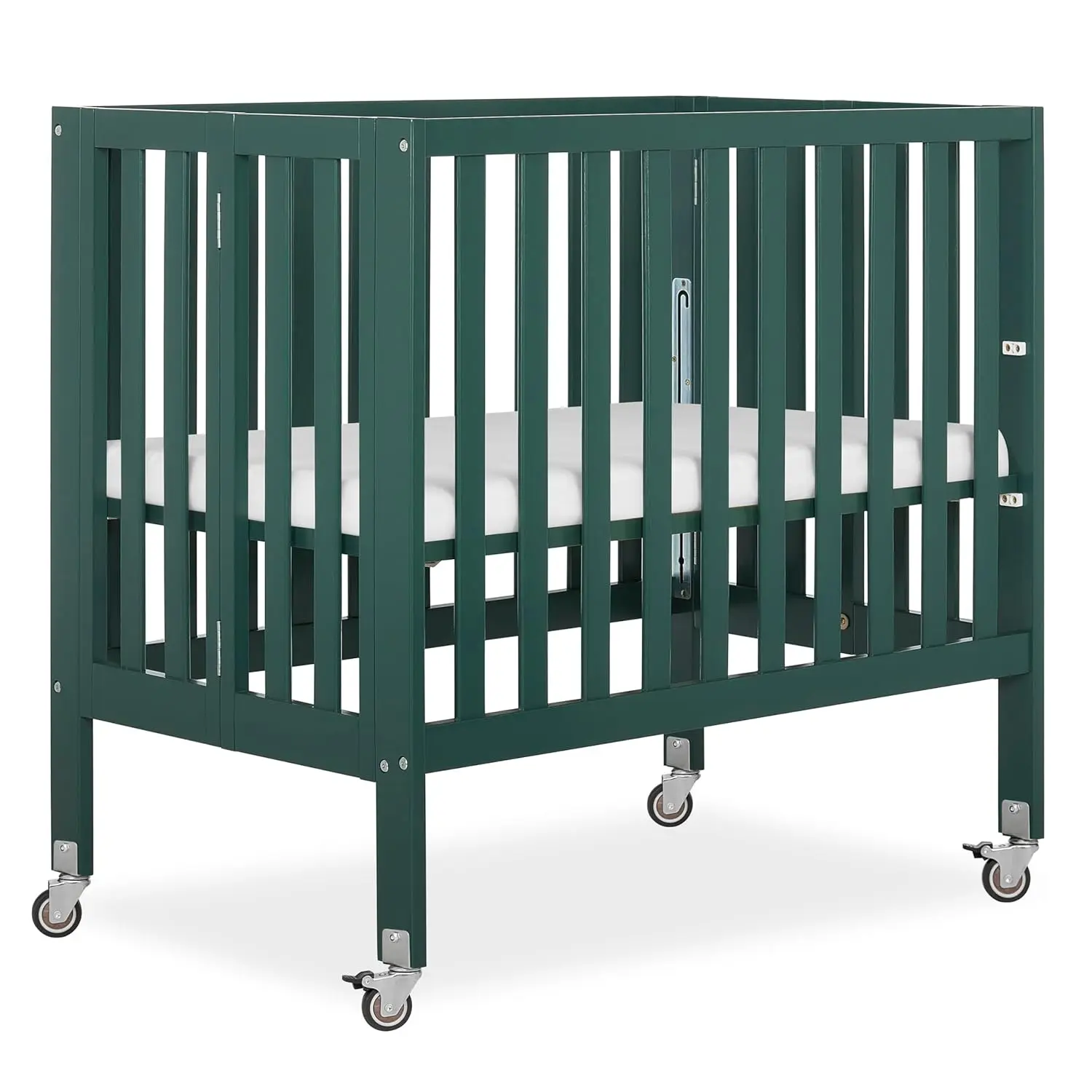 Portable Mini Crib with Flat Folding System, Lightweight for Travel, Adjustable Heights & Safe Wheels