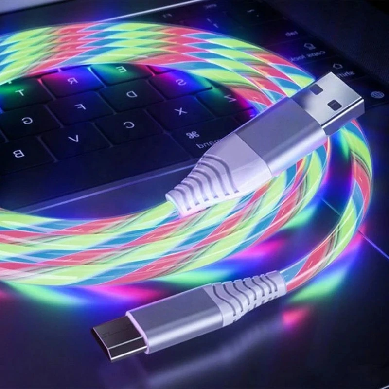 Glowing Cable LED Illuminated Flow Micro USB Type C Cable For iPhone 11 Pro Samsung S8 S9 Huawei Data Charging USB C Charge Wire