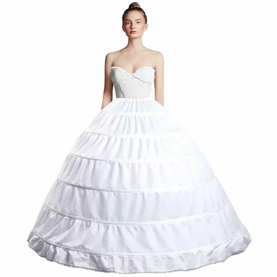 Forma completa 6 hoop saia vestido de baile anágua underskirt deslizamento para casamento 2024