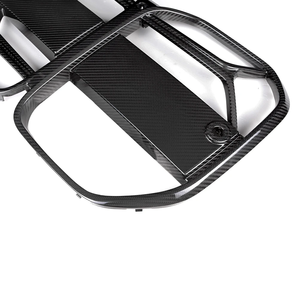 Dry Carbon Fiber Grill Front Bumper Double Slat Kidney CSL Style Grille For 21-23 BMW 4 Series G22 G23 420i 430i M440i With ACC