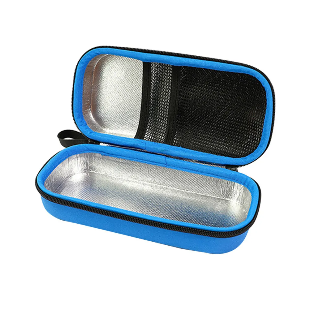 1Pcs Portable Insulation Bag Waterproof Blue Double Zipper Insulin Bag for Travel Medication Carry Case