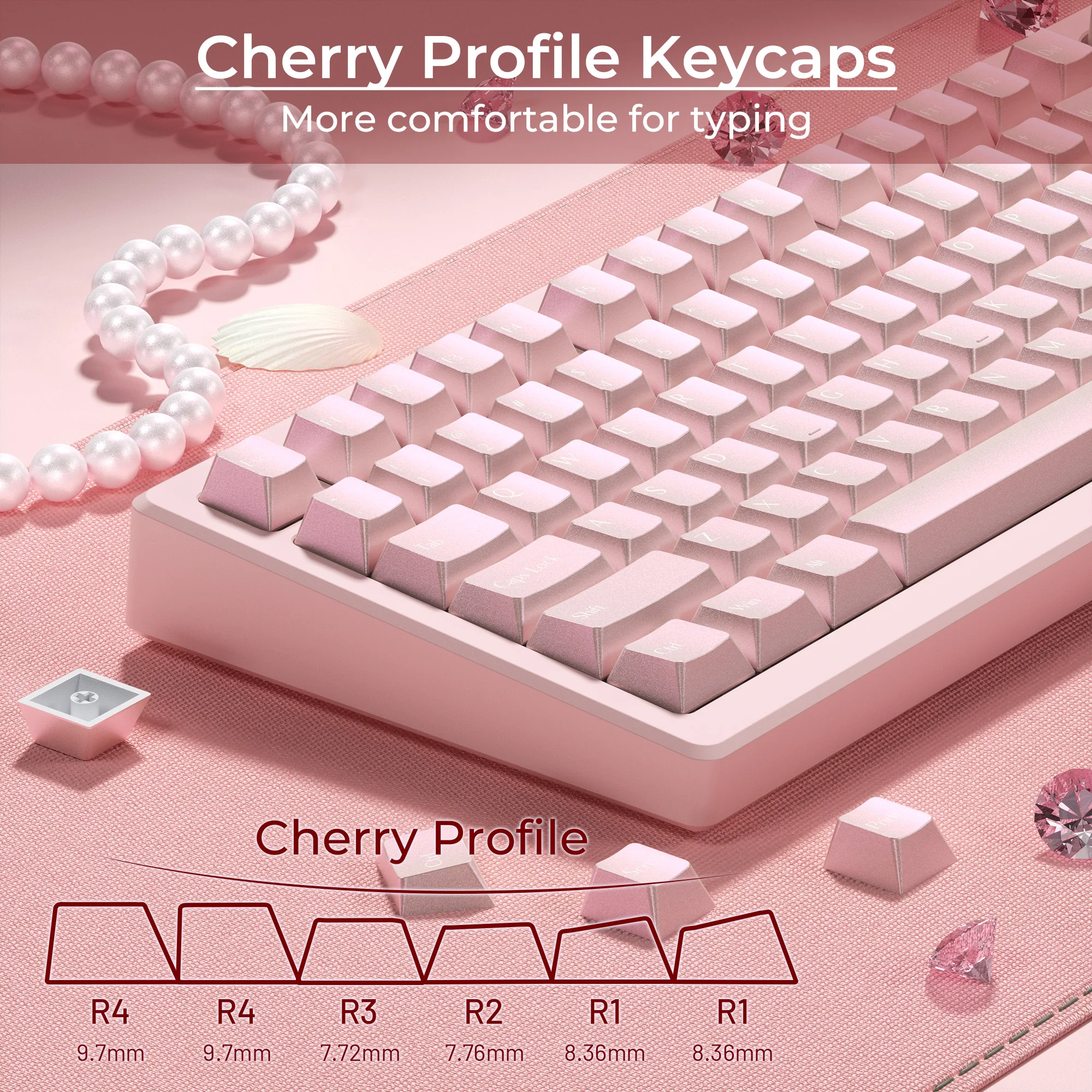 XVX PBT Keycaps Custom Keyboard Keycaps 60 Percent Pink Cherry Profile Bright Keycaps 61/68/75/84/87 Keyboard Keycaps 97 Keys