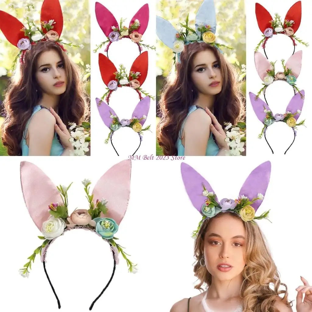 

49ME Cartoon Pattern Hairband Long Rabbits Ears Headdress Children Adult Headdress