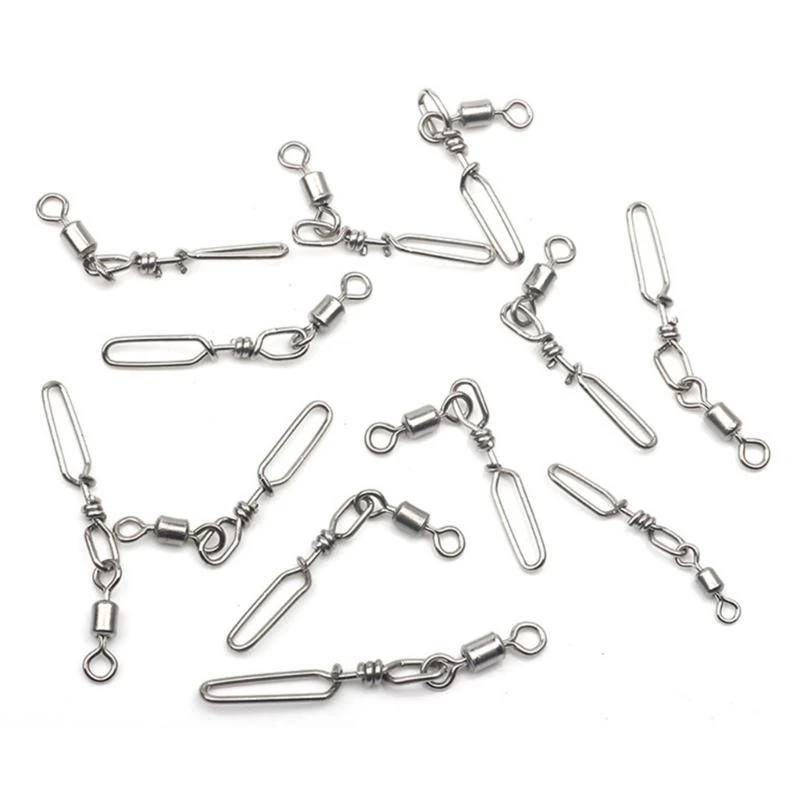 

10Pcs Highly Strength Rolling Ball Bearing Fishing Barrels Swivels Baits Connectors Clip for Saltwater Freshwater