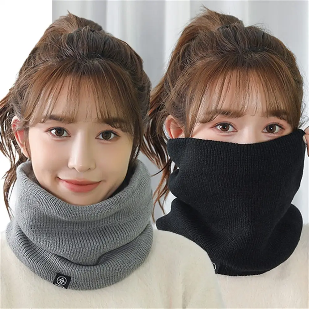 Wool Fur Neck Warmer Fashion Soft Knitted Keep Warm Face Mask Thickened Lining Cold-proof Collar Skating Running