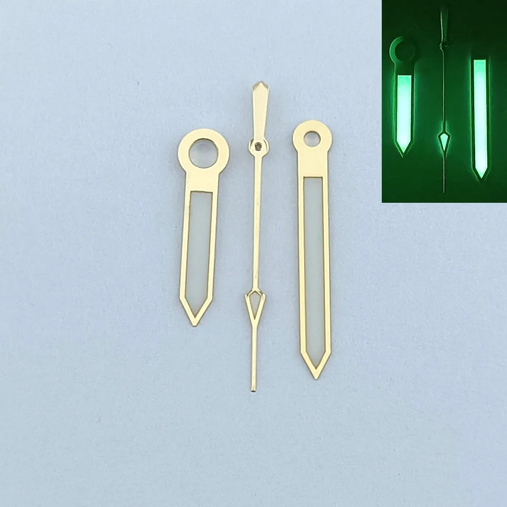 ساعة يد مصقولة nh35 باللون الأزرق والأخضر ومؤشر ساعة مضيء 7*11*12 عقارب ذهبية وفضية وردية ﻿