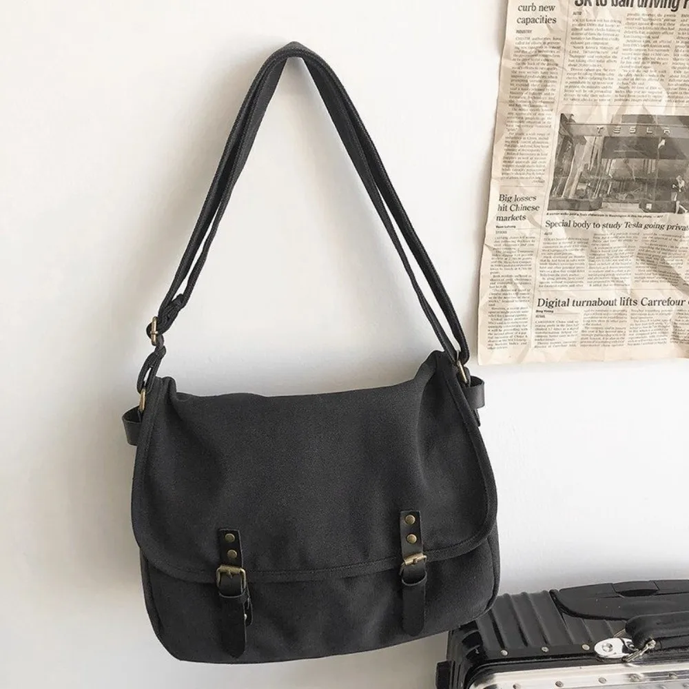 

Durable Vintage Shoulder Bag Large Capacity Fashion Messenger Bag Casual College Style Canvas Bag Travel
