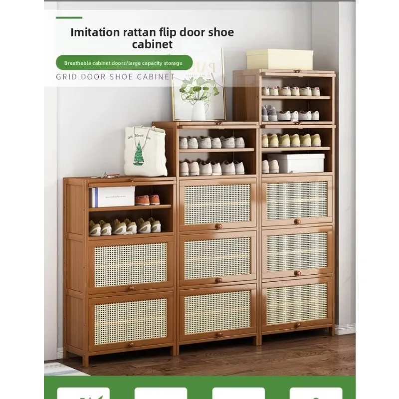 Shoe cabinet, multi-layer simple door and back storage cabinet  integrated corridor entry against the wall,  narrow shoe rack