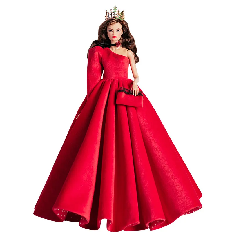 Lalka Supermodelka 32 cm z Ubraniami, z Uchwytami na Lalkę, Garnitur, Modna Sukienka Wieczorowa, Seria Sukienek Księżniczki, Zabawki DIY, Prezenty Kolekcjonerskie w Pudełku