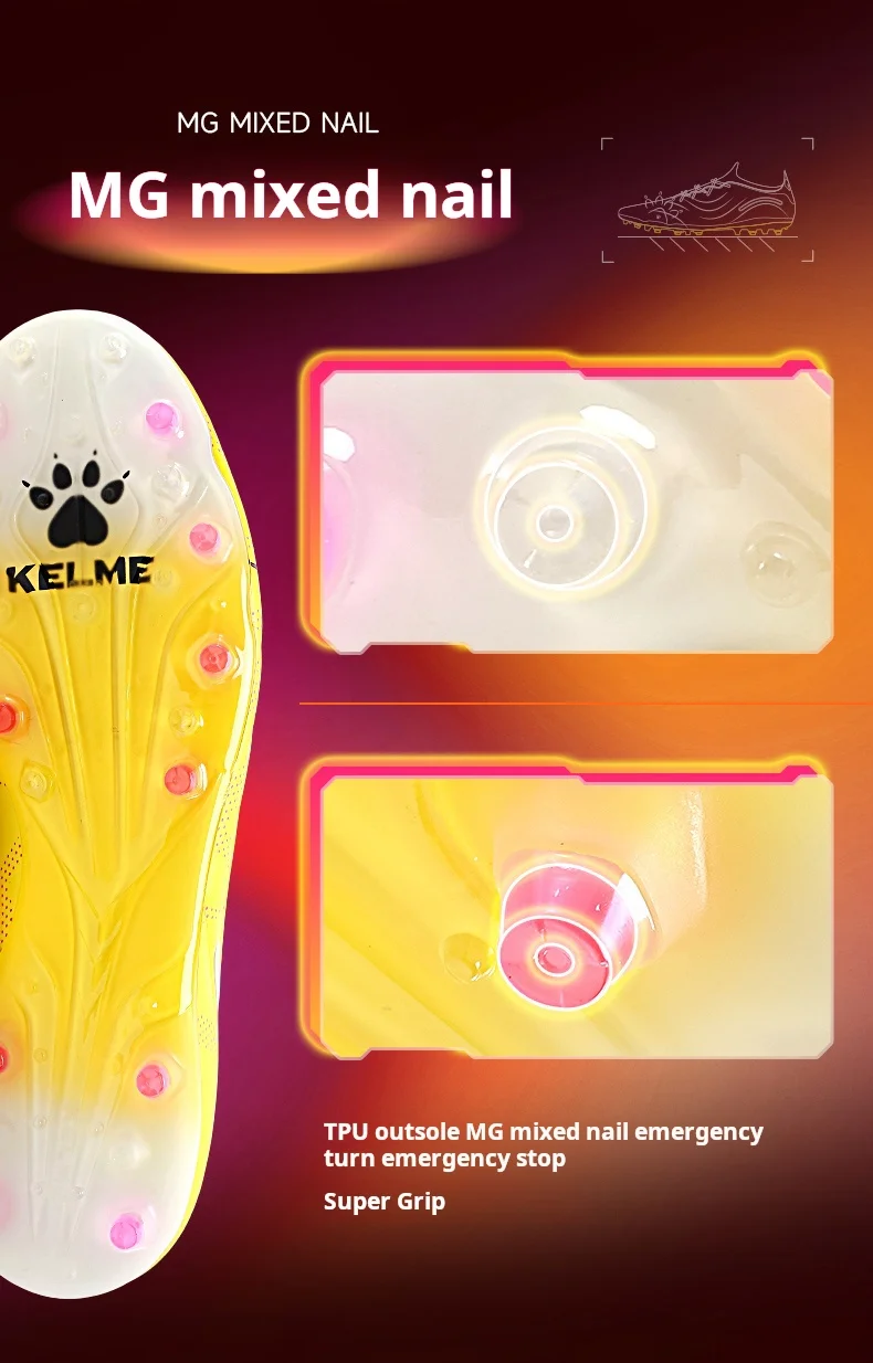 Kelme Hochwertige Fußballschuhe Kurze Stollen Rutschfeste Fußballstiefel Kunstrasen Dämpfung Training MG Fußballschuhe – Detail 6