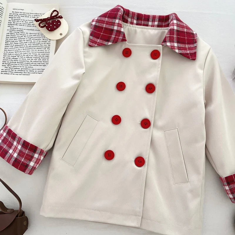 

Spring and Autumn Girls' Jacket2025Little Girl Mid-Length Trench Coat Baby Girl Stylish Top Wholesale