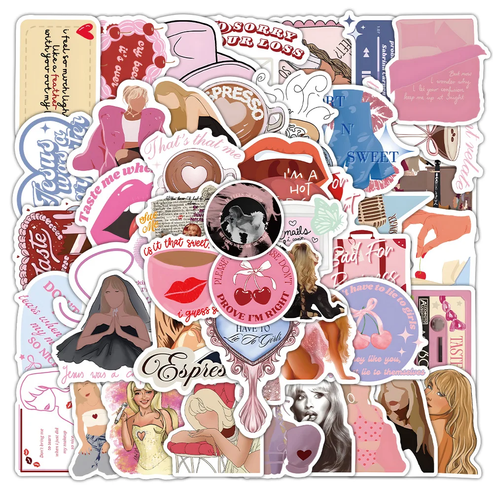 10/30/50PCS Sabrina Carpenter Stickers Girl Actor Singer Cartoon Sticker Funny Graffiti Luggage Laptop Guitar Bike Decals Gift