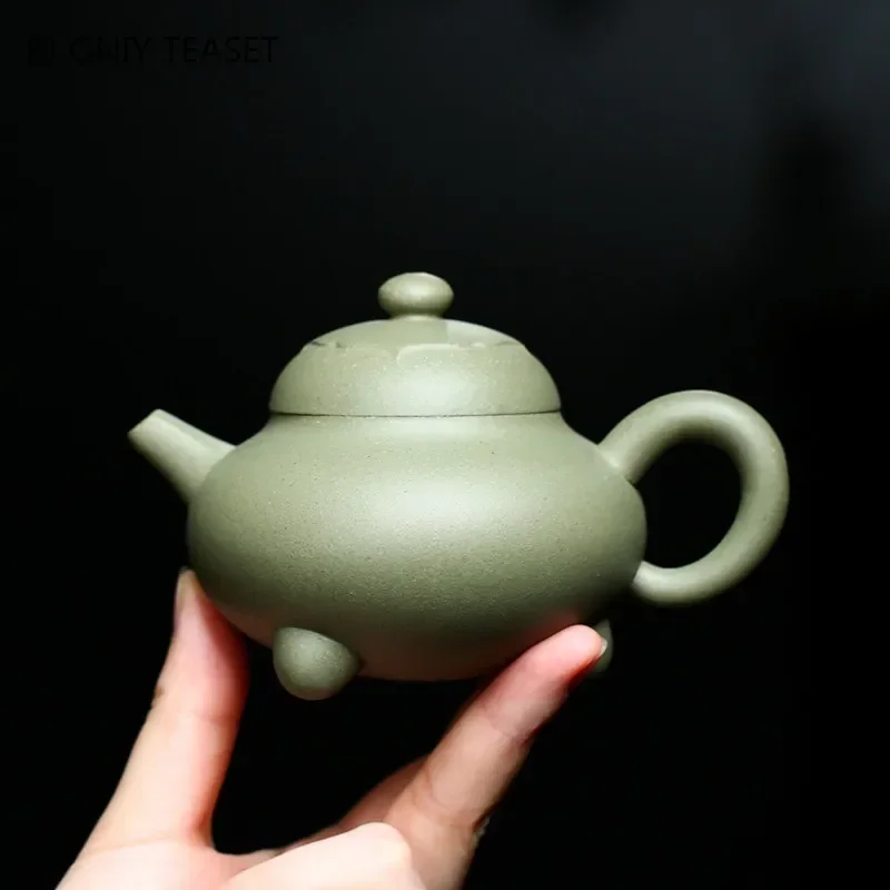 150ml Authentic Chinese Yixing Purple Clay Teapots Famous Artists Handmade Tripod Shape Tea Pot Raw Ore Kettle Zisha Tea Set