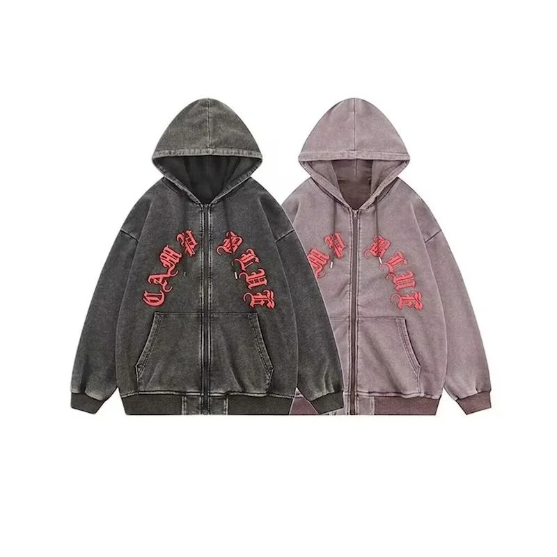 American Vintage Hoodies Women Men Personalized Street Design Cardigan Hooded Coats Fashion Oversized Zip Up Hoodie Autumn Trend