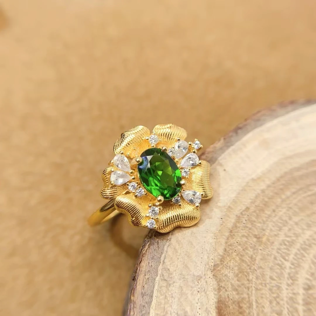 

KJJEAXCMY New Natural Diopside S925 silver exquisitely Ring Full of luster Simple, elegant and high-end Bestseller Birthday