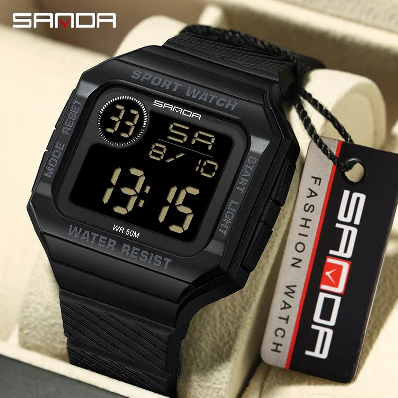 Fashinon Sanda 2129 Top Brand Men's Sport Military Resistant Waterproof Digital Student Wrist Watch For Clock Relogio Masculino