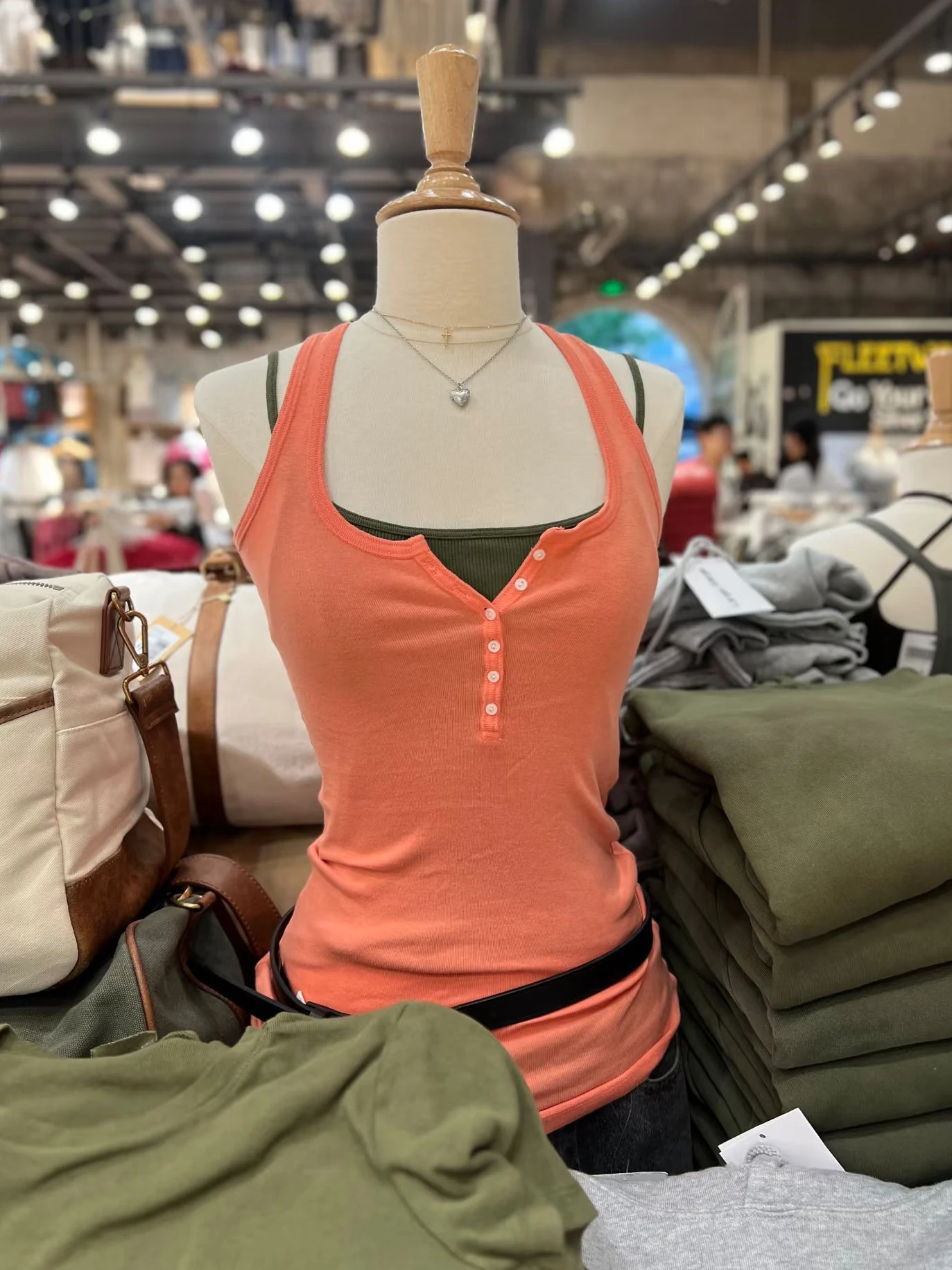 Orange Six Buttons Slim Tank Top Woman Summer U Collar Sleeveless Cotton Camisole Female Casual All-match Basic Tops Y2k Vest