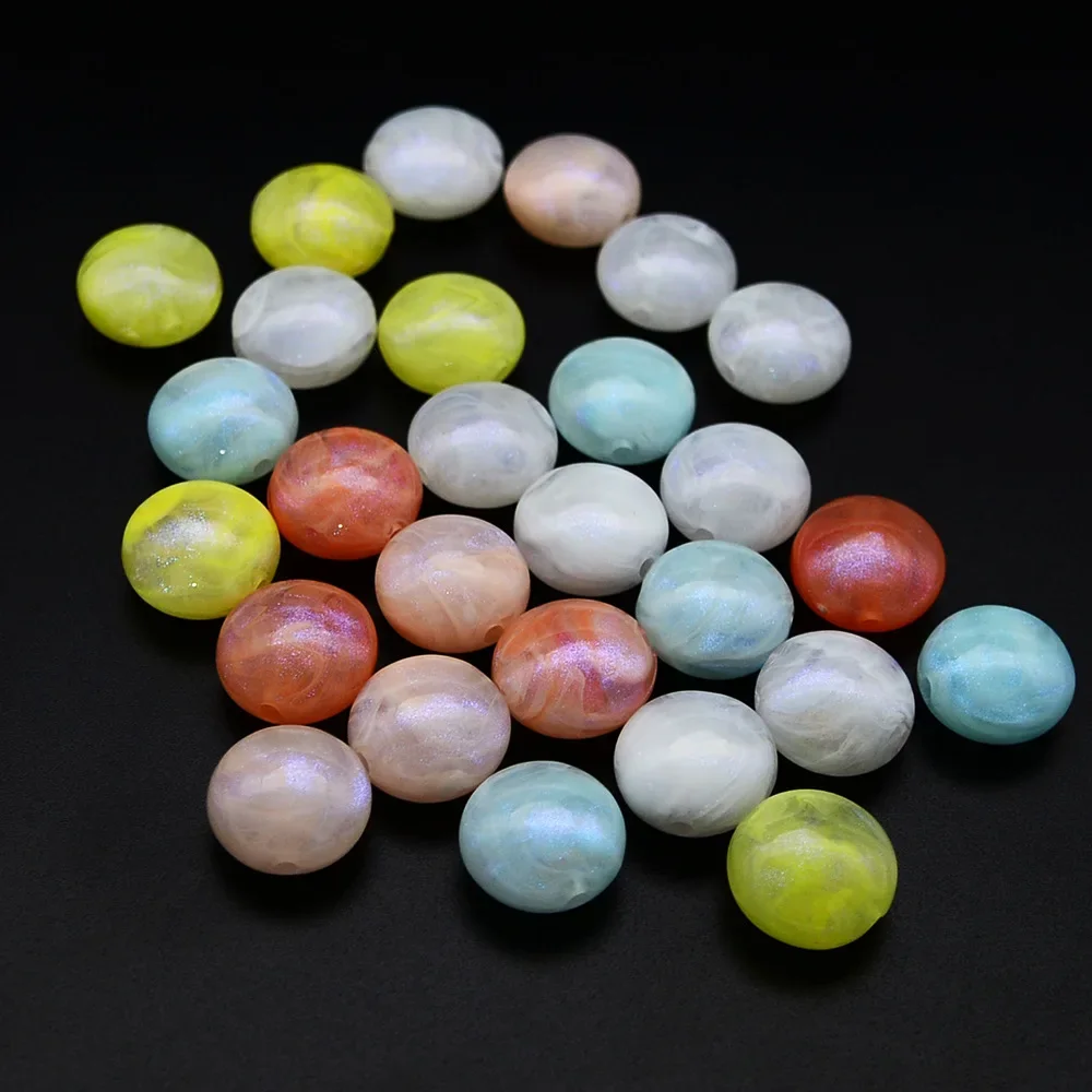 20 PCS 10 * 17mm  Oblate Circle  Emit Blue Light  Straight Hole Acrylic Bead  DIY Makes Jewelry, Necklaces, Bracelet Accessories