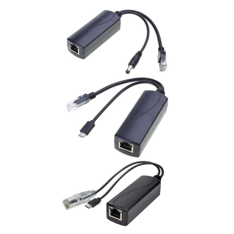 Gigabit PoE Splitter 1000m 48V to 5V 2.4 A PoE Separator TYPE-C/DC5521/Micro USB Power Plug Widely Application Splitter