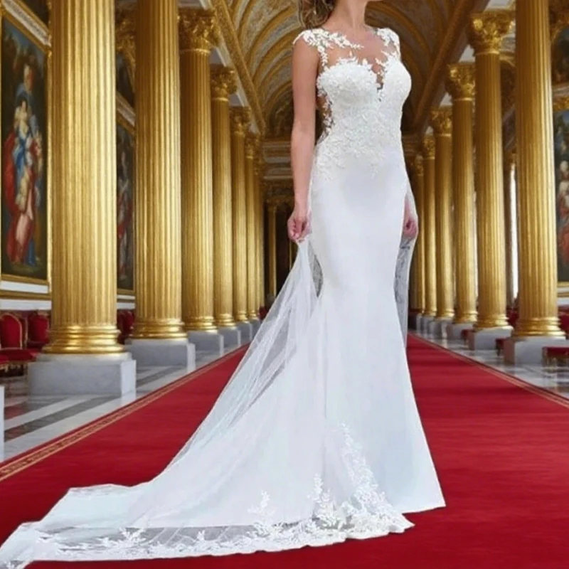 

Wedding Dresses White Mermaid With Lace Plus Size Bridal Gowns vestidos de Boho Dress Beach Gothic Grows Customized