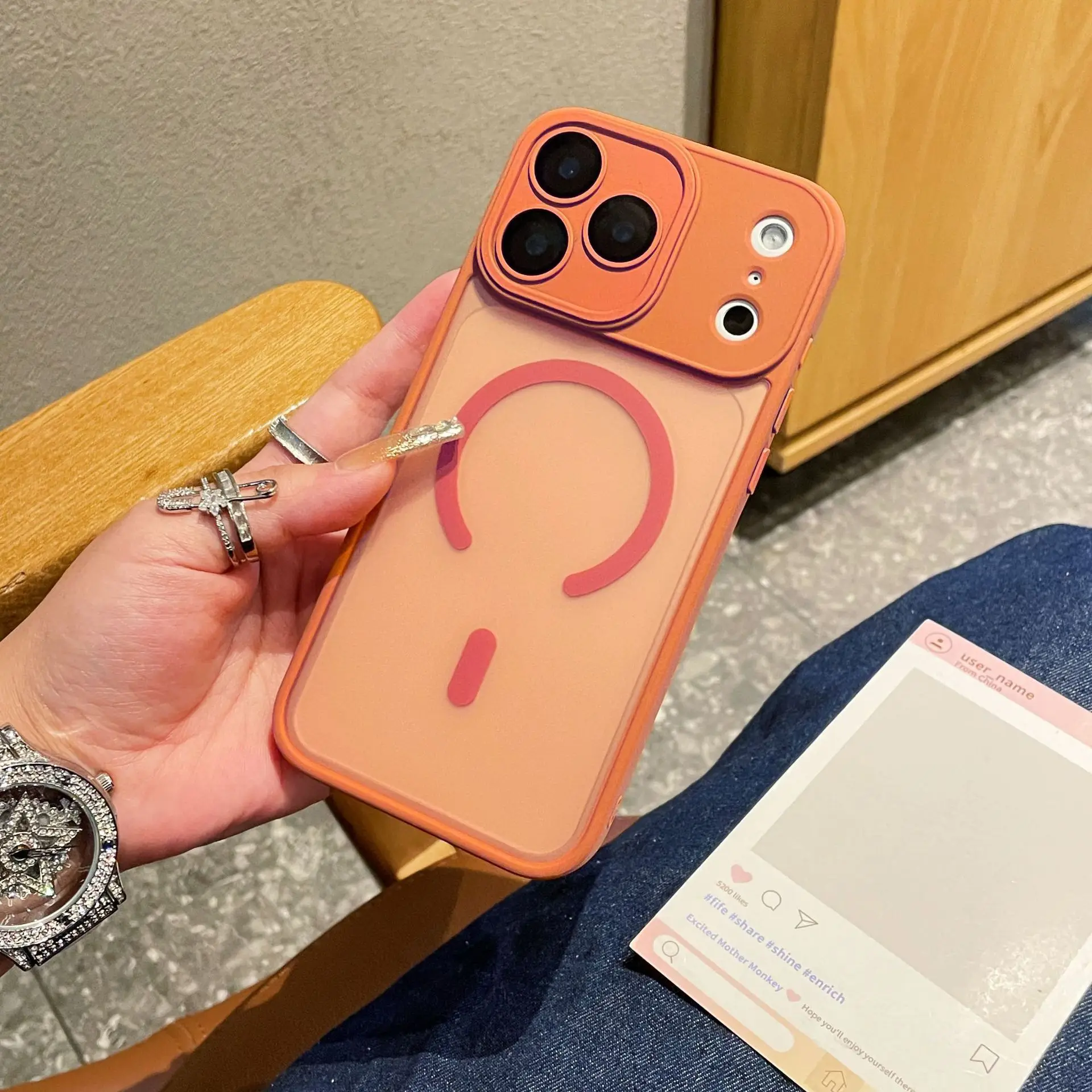 Orange Kameraobjektiv-Schutzhülle für Magsafe iPhone 17 Pro Max Air 16 Plus 15 14 13 12 17Pro Mag Safe Handyhülle Zubehör