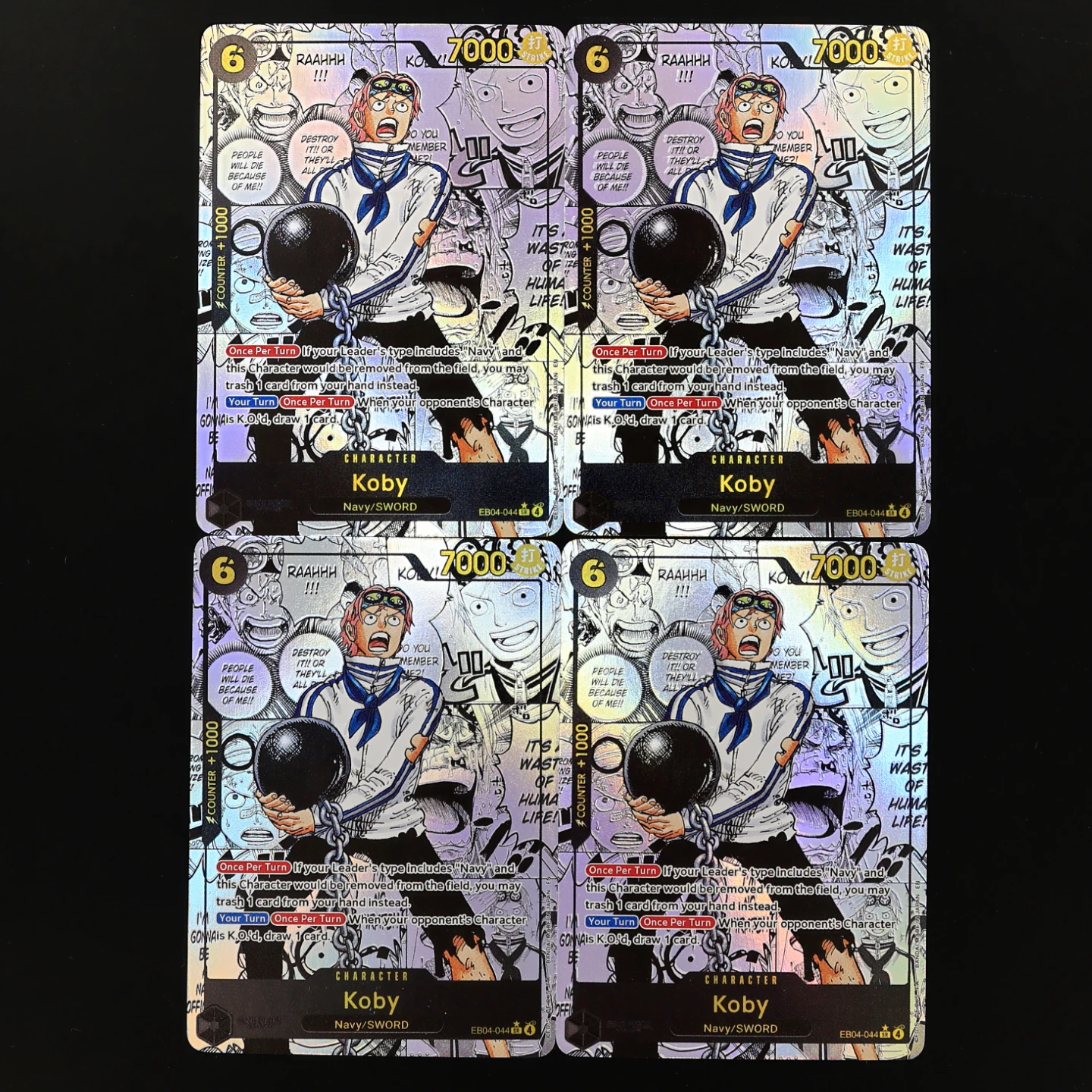 One Piece TCG OPCG Englisch EB04-044 Koby Manga EB04 Deck 6 Cost Black Koby Texturierte Folien-Prägekarte Anime Sammelkarten