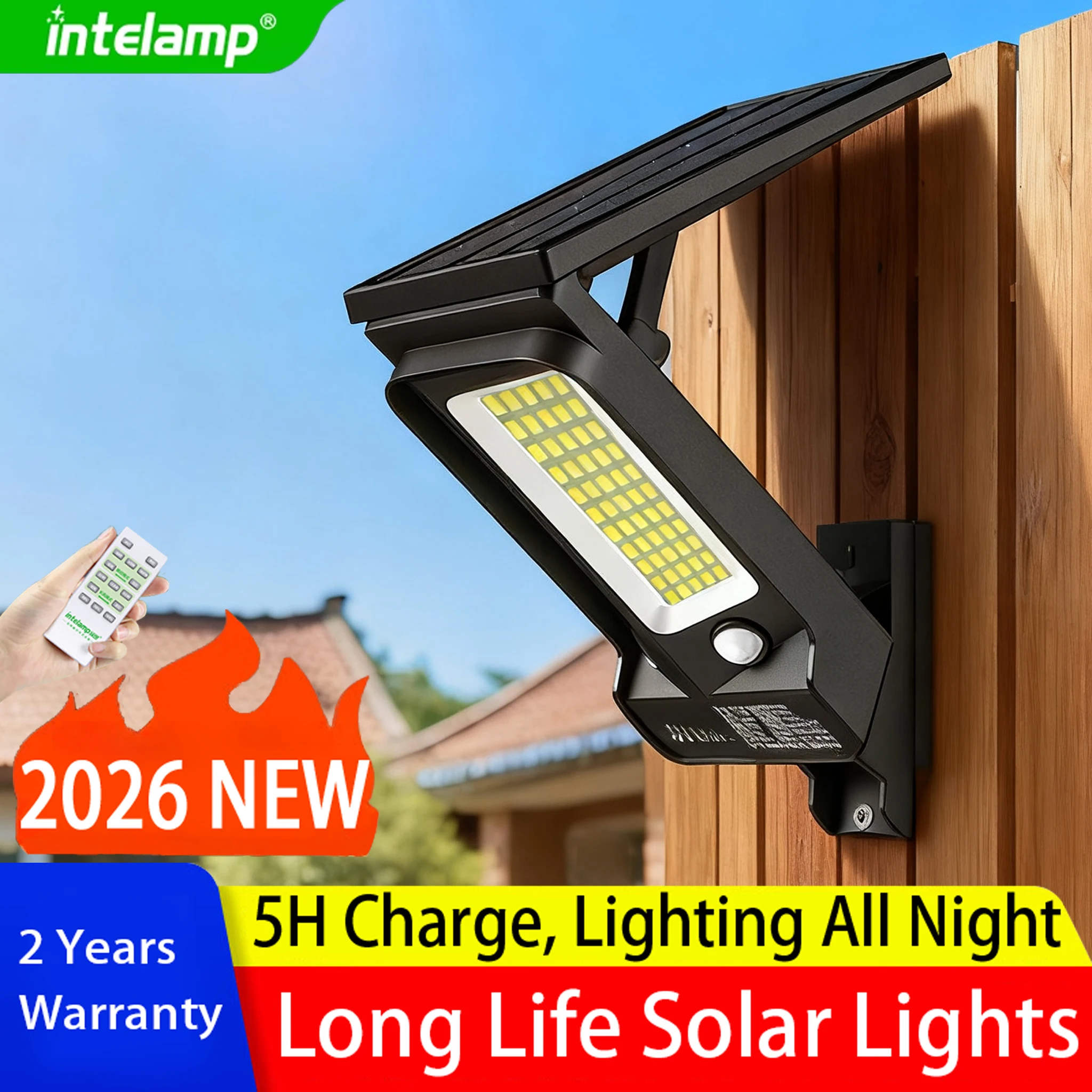 

2026 супер яркий настенный светильник, мощные солнечные фонари, уличный датчик движения, IP65, водонепроницаемый уличный фонарь для сада, двора, дорожки, гаража
