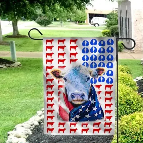 Hereford Cattle 4Th July Garden Flag, Double-Sided VVL YYX EEZ