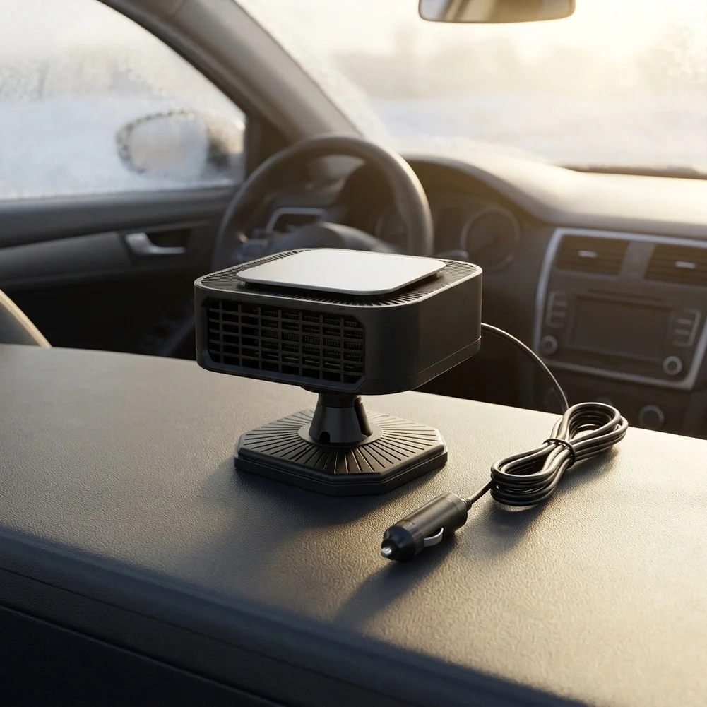 Portable 12V 120W Car Heater Electric Fan for Windshield Defroster Demister with 12x11x8cm Dimensions and ABS Shell
