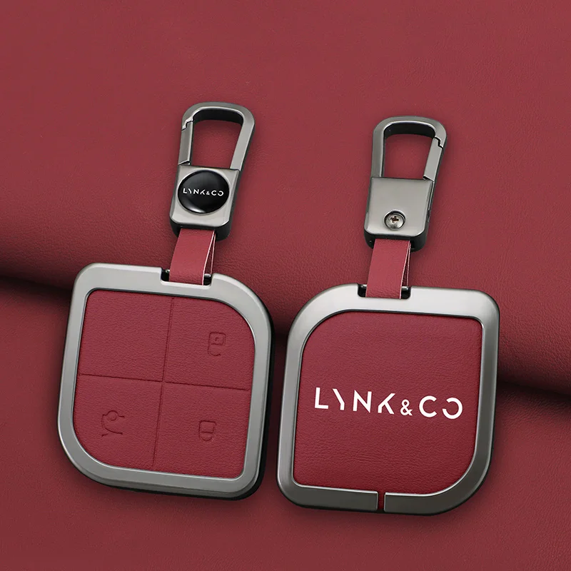 

Zinc Alloy Leather Car Smart Remote Key Case Cover Shell Holder Protector Fob For LYNK&CO 08 2022 2023 2024 Keychain Accessories