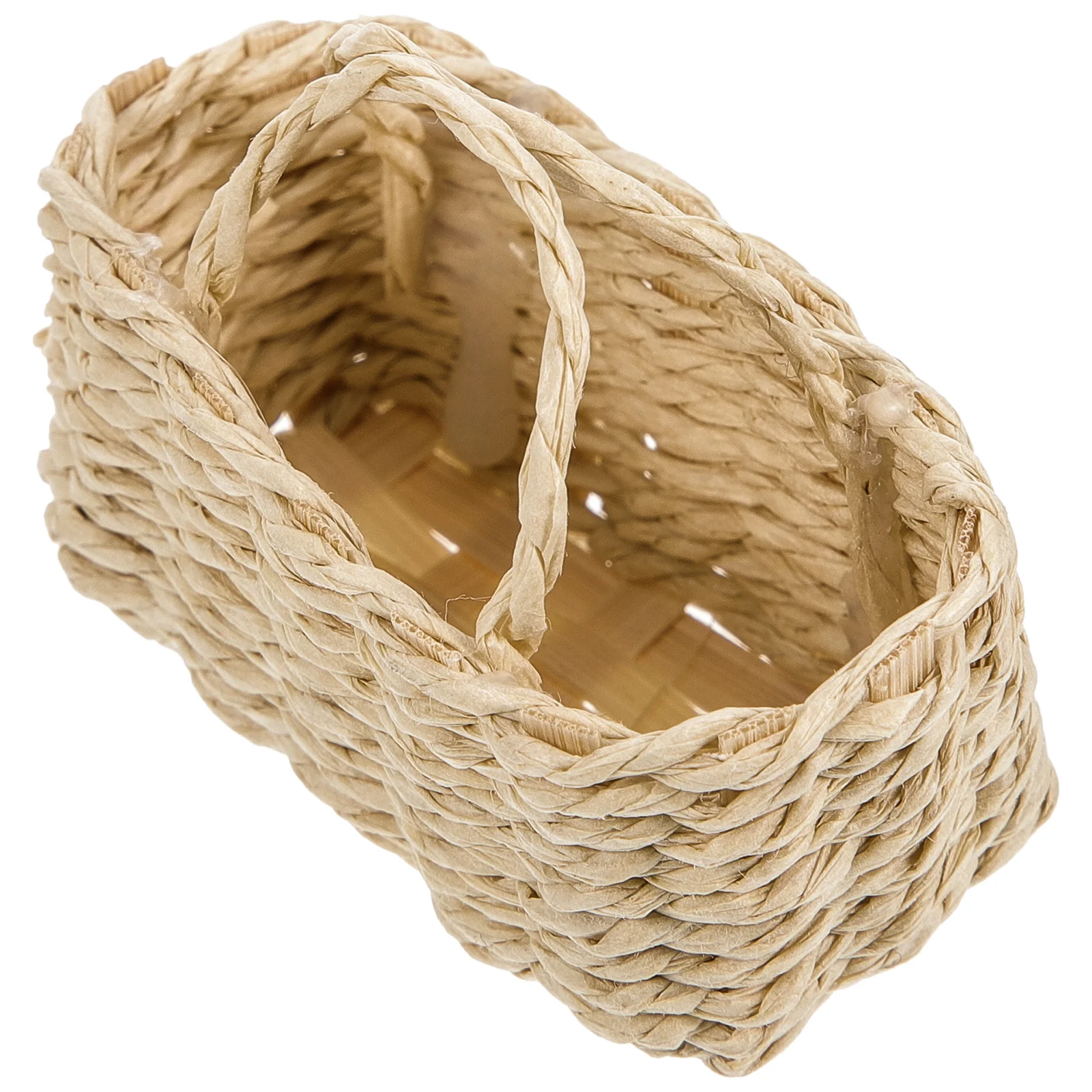 

Figurine Dollhouse Shopping Basket Mini Accessories Foldable Tiny Woven Baskets