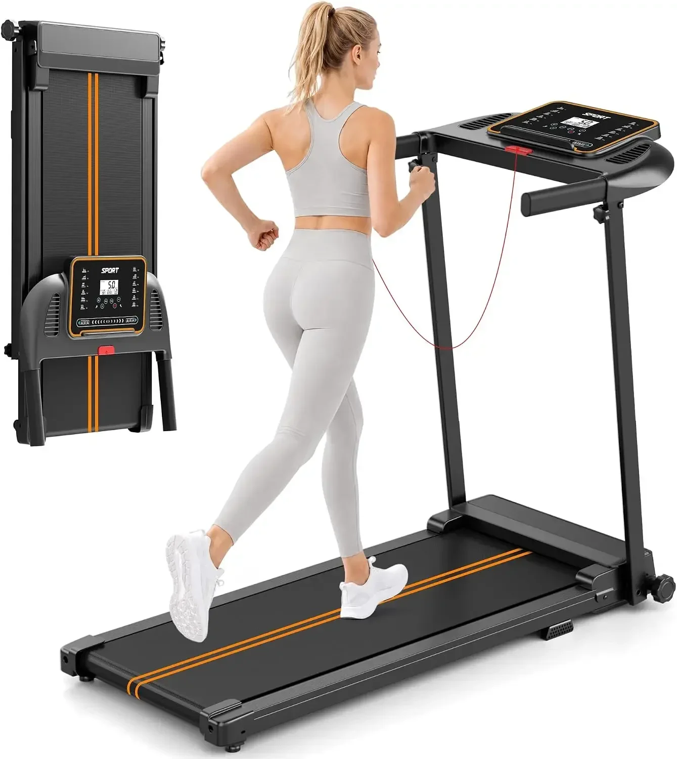 BestsellerTreadmills for Home Walking Pad - Foldable Treadmill Under Desk with Handle Bar 0.6-6.2 MPH Portable Compact Running M