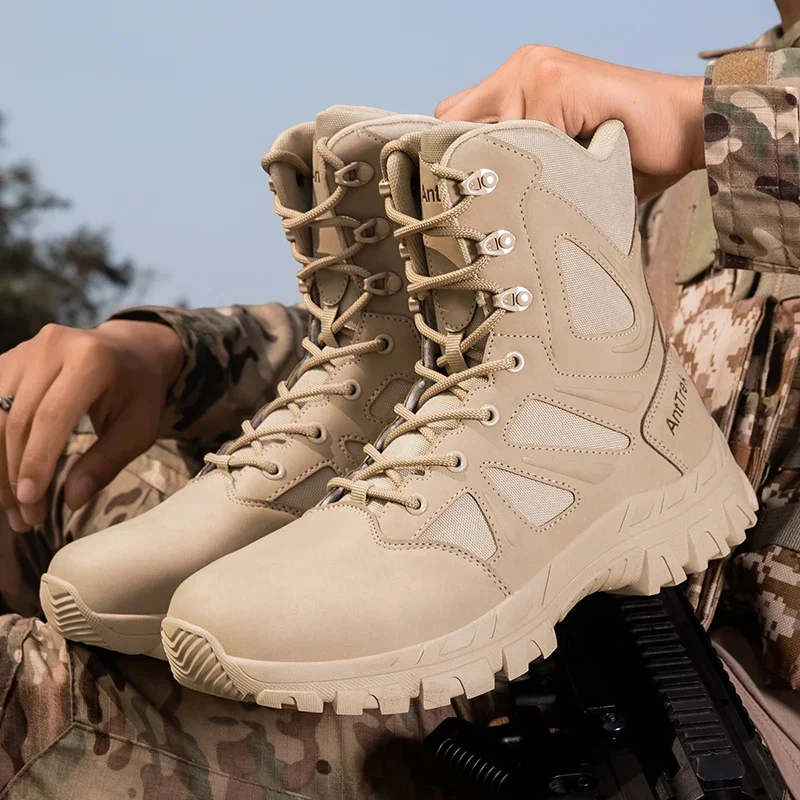 

New Winter Combat Ankle Anti-Slip Work Safety Shoes Male Waterproof Motorcycle Shoe Men Tactical Boots Special Force Army Boots