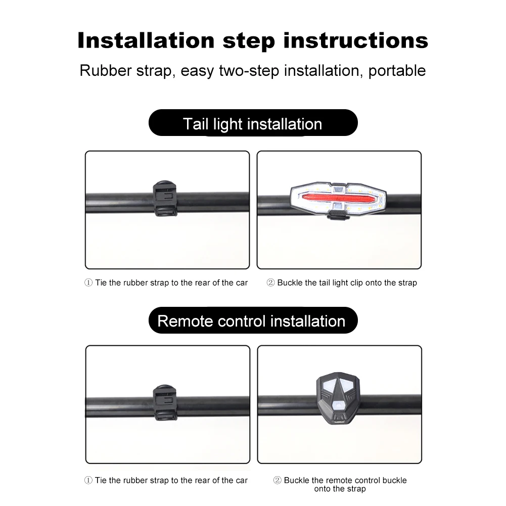 ضوء خلفي للدراجة قابل لإعادة الشحن مع إشارات الانعطاف، ضوء خلفي للدراجة، جهاز تحكم عن بعد لاسلكي، ضوء تحذير لركوب الدراجات الليلية
