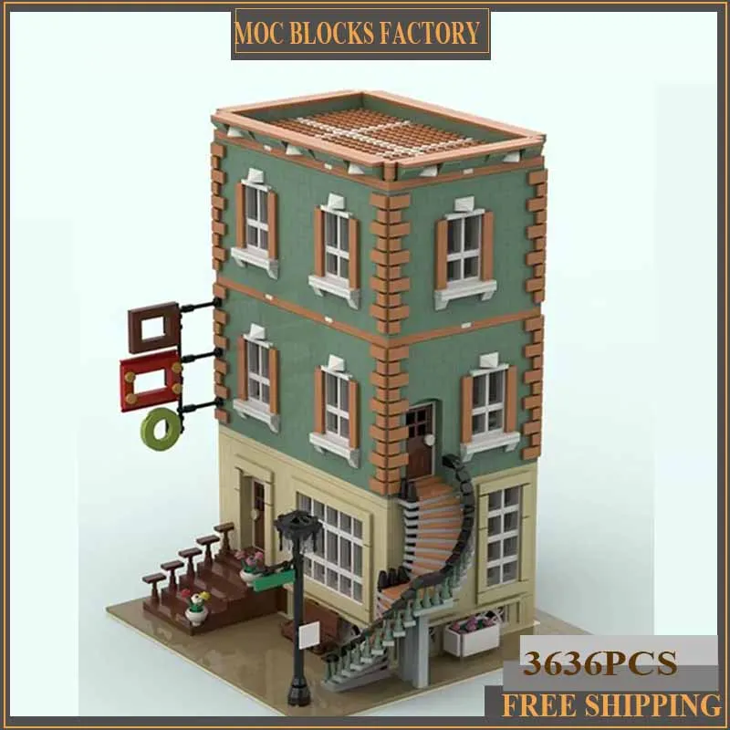 City Street View Model Moc Building Bricks Corner Frame Shop Technology Modular Blocks Gifts Christmas Toys DIY Sets Assembly