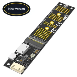 M.2 NVME M Key to SFF-8611 Riser Type C Power Supply NVME SSD Adapter + SATA to 4Pin Power Cable for 2230 2242 2260 2280 M.2 SSD