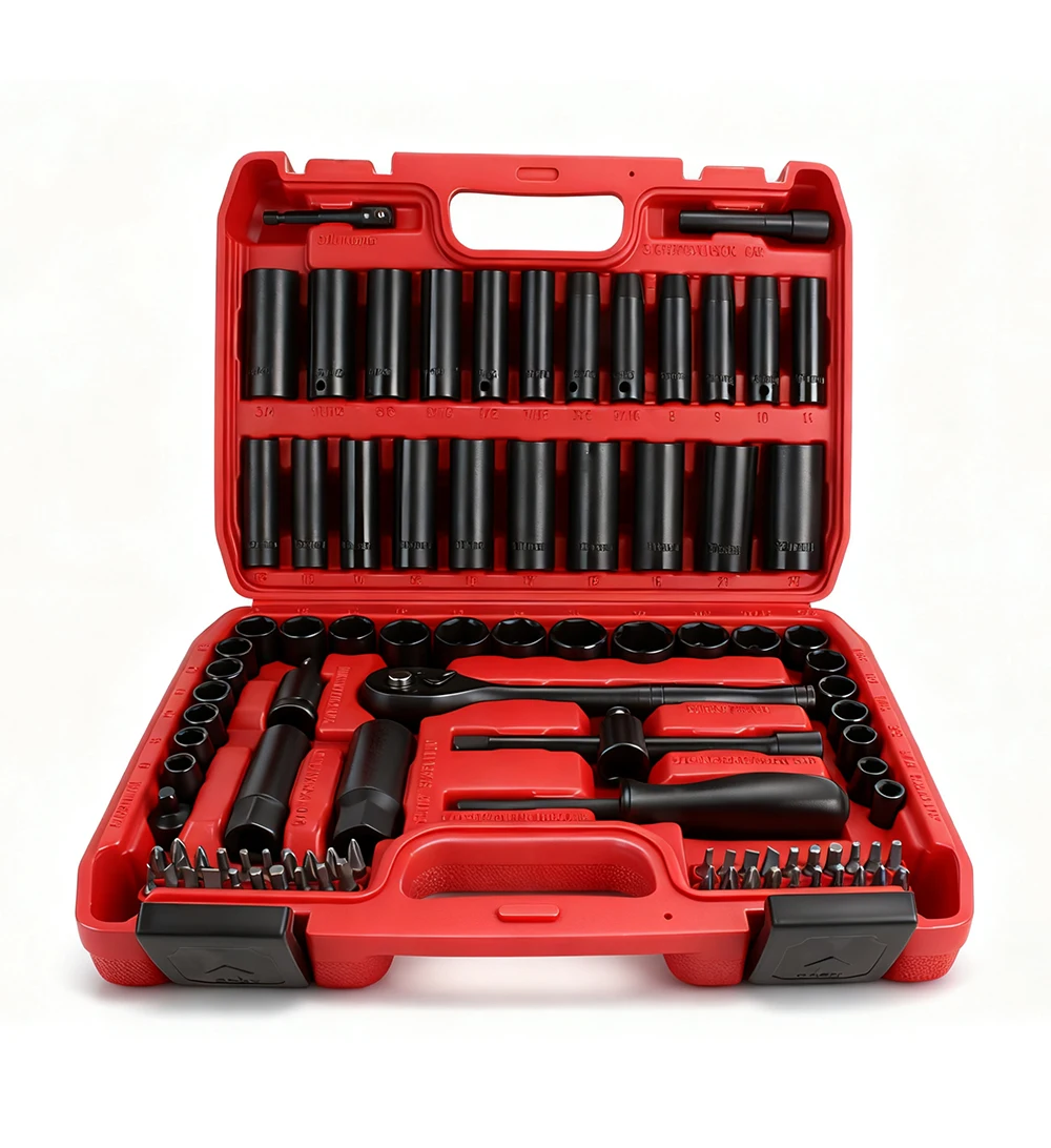 

95-Piece Pneumatic Ratchet Wrench Socket Set - 3/8" Metric & Imperial 72-Tooth Ratchet Socket Set Home & Automotive Repair Tool